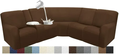 Vista 30 de Fundas impermeables de sofá reclinable modular para sofás reclinables, lavable en forma de L, para perros, fundas elásticas para sofá reclinable