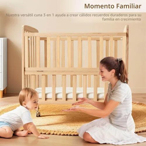 Vista 7 de Flwrgirl - Cuna convertible mini para bebé - Cuna de moisés portátil junto a la cama con colchón incluido, 3 alturas, cuna para habitación pequeña