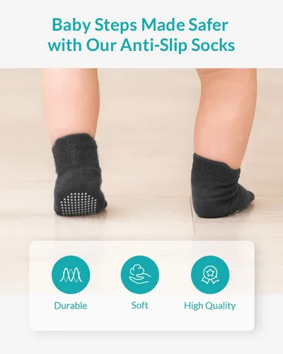 Vista 5 de Infinno Baby Non Slip Ankle Socks 9 Pairs - Toddler Socks with Grips for Kids, Infants Boys and Girls 6-24 Months, 1T-7T