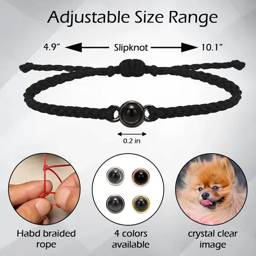 Vista 2 de YATEDIY Pulseras personalizadas con imágenes, pulseras de proyección personalizadas con fotos, regalo de joyería de cuerda personalizada para él, su