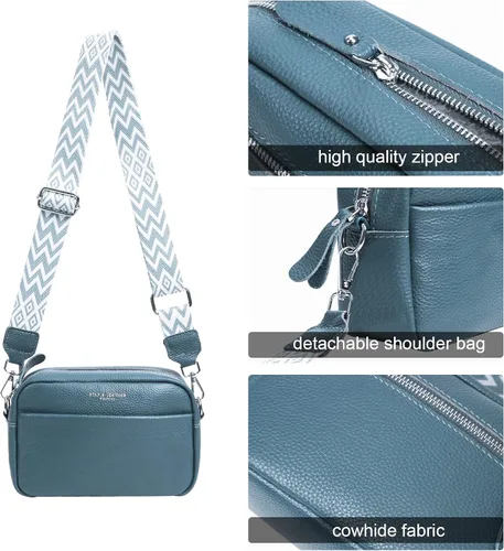 Vista 4 de Bolsos cruzados de cuero para mujer, bolso cruzado de moda para cámara, bolso de mano con correa de guitarra, bolso cruzado pequeño
