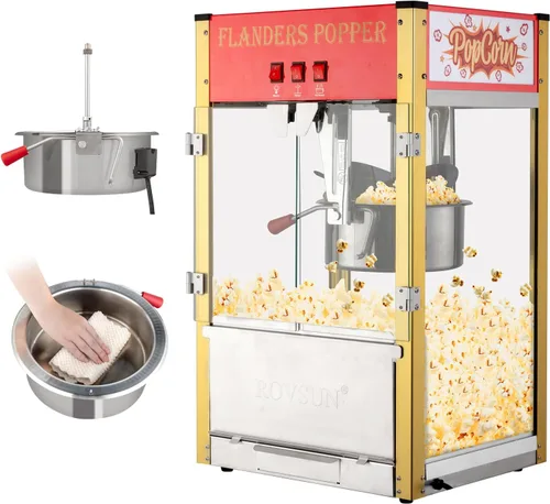 Vista 10 de ROVSUN Máquina comercial de palomitas de maíz estilo cine con hervidor de 12 onzas que hace hasta 80 tazas, máquina para hacer palomitas de maíz