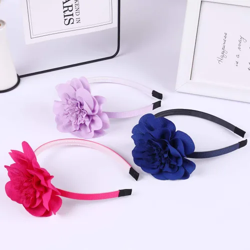 Vista 3 de XIMA 10 diademas de gasa con flores para niñas, para niños, adolescentes, accesorios para el cabello Big Fabric Floral Hair Hoops, Non Slip Hair