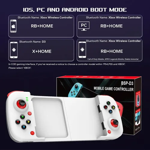 Vista 6 de Megadream Controlador de juegos móvil Gamepad para iPhone iOS Android PC funciona con iPhone 161514131211, iPad, Samsung Galaxy, TCL, tableta, Call