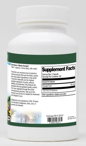 Vista 2 de Helecho Hembra - 450 mg (100 Cápsulas, ZIN: 520107)