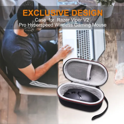 Vista 5 de LTGEM Funda rígida de EVA para Razer Viper V2 Pro Hyperspeed Wireless Gaming Mouse - Bolsa protectora de viaje para almacenamiento