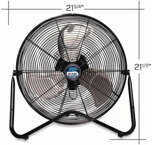 Vista 2 de B-Air Firtana 20" Ventilador eléctrico de piso de alta velocidad para garaje, uso industrial y doméstico con 3 velocidades y cabezal de ventilador