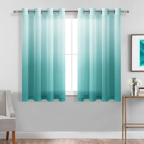 Vista 56 de DWCN Cortinas Transparentes Ombré - Cortinas de Lino Sintético con Gradiente Semi Voile con Ojales en la Parte Superior para Dormitorio y Sala
