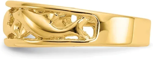 Vista 4 de Anillo de triple banda de delfín de oro amarillo de 14 quilates sólido (0.11 pulgadas), Oro amarillo