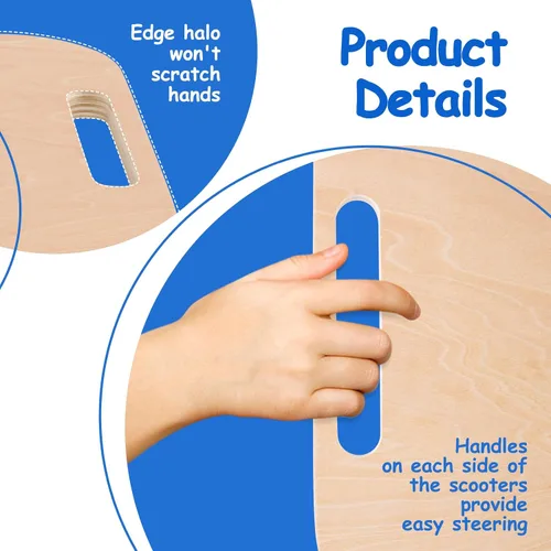 Vista 2 de Patinete para niños sentado con ruedas y asas universales, scooter de madera de seguridad para niños a partir de 3 años o más, patinetes deportivos