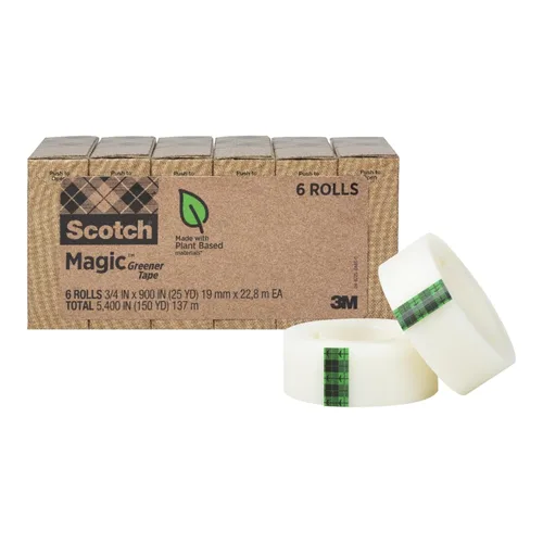 Vista 13 de Scotch Cinta mágica ecológica, cinta invisible para fijar papel, suministros de oficina y suministros de regreso a la escuela, 0.75 pulgadas x 900
