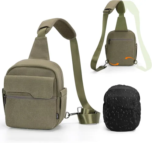 Vista 11 de Cwatcun - Bolso para cámara cruzado al hombro y bandolera, maletín ligero para fotografía DSLR/SLR/sin espejo con soporte para trípode y funda