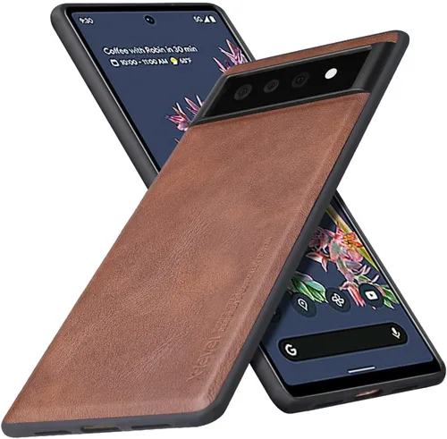 Vista 9 de X-level Funda de piel sintética para Google Pixel 6, a prueba de golpes Piel Negro