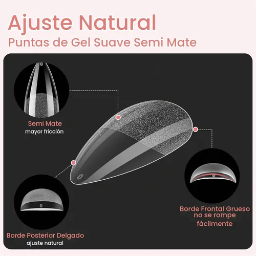Vista 3 de Quaferen Puntas de uñas stiletto medianas: 240 piezas de puntas de uñas postizas acrílicas preformadas, stiletto, 12 tamaños, gel suave, cubierta