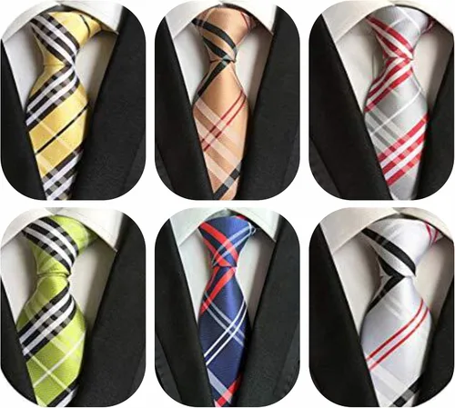 Vista 90 de WeiShang Lote de 6 corbatas clásicas de seda para hombre, corbatas tejidas jacquard
