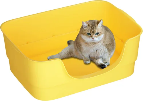 Vista 8 de Caja de arena extra grande para gatos grandes, lados altos y diseño de entrada baja, 23.43 x 16.73 x 8.46 pulgadas, espacioso inodoro antiderrames