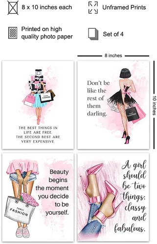 Vista 2 de Regalos inspiradores de aliento para mujeres, adolescentes y niñas – Arte de pared de diseñador glamoroso – Decoración de pared con citas positivas