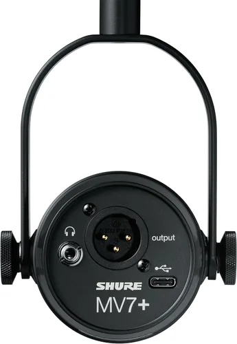 Vista 7 de Shure MV7+ - Micrófono dinámico para podcasts, certificado OBS, audio mejorado, panel LED, salidas USB-C y XLR, modo de nivel automático, filtro