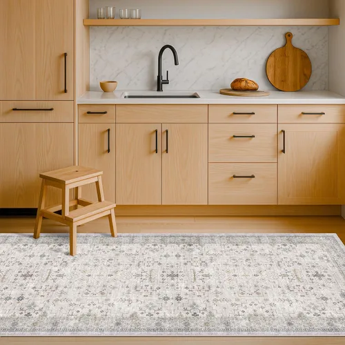 Vista 193 de Hazo Haus – Alfombra pequeña para entrada, cocina o baño, antideslizante con base de goma, resistente a las manchas y a la decoloración, diseño