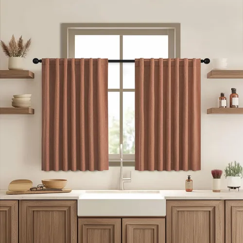 Vista 31 de UHITECH Short Blackout Curtains for Bedroom 24 Inch Long 2 Panels, Beige