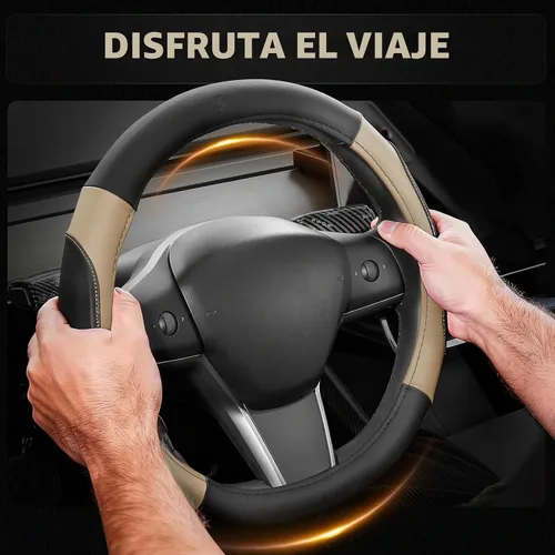 Vista 2 de FLORICH Funda para volante de automóvil, fundas de cuero de microfibra con forro antideslizante, protector elástico transpirable para volante
