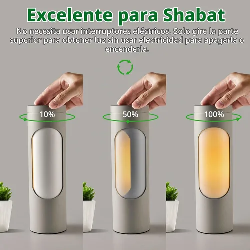 Vista 2 de LEDIARY Sliver Kosher Shabbos lámpara de mesa, bombilla T10 incluida