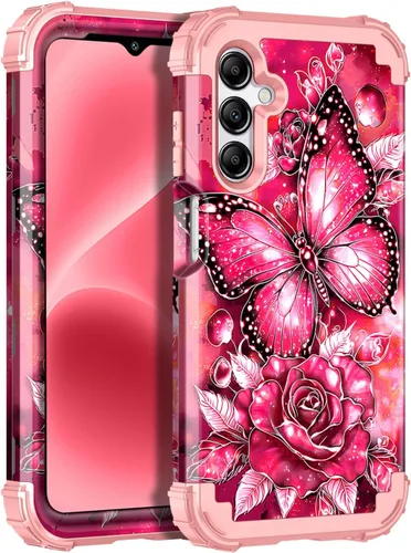 Vista 58 de Miqala Funda para Galaxy A14 5G, que brilla en la oscuridad, tres capas, resistente, a prueba de golpes, protección completa, parachoques