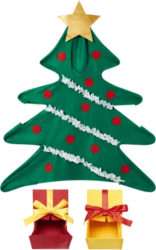 Vista 5 de Sunloudy Disfraz de árbol de Navidad para niños, chaqueta con capucha, vestido de fotografía, fiesta, cosplay, festival, ropa