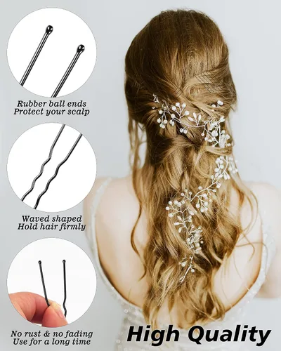 Vista 3 de Horquillas para el cabello en forma de U, 360 horquillas para moños, 2.36 pulgadas de alta calidad para mujeres, horquillas de sujeción segura