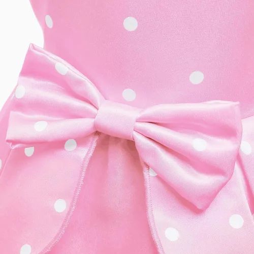 Vista 5 de IMEKIS Disfraz de ratón para niñas, disfraz de Halloween, vestido de lunares, diadema para fiesta de cosplay, cumpleaños, sesión de fotos, 1-11T