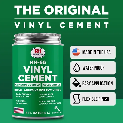 Vista 2 de HH-66 Cemento de vinilo, lata de 4 oz. - Adhesivo de vinilo, pegamento de cemento, pegamento de reparación, inflables, revestimiento de piscina
