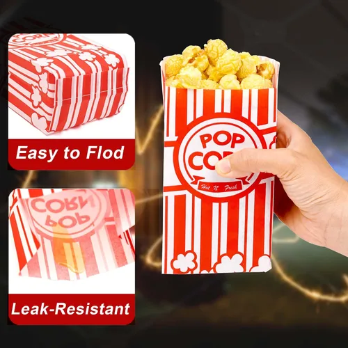 Vista 4 de Homrelaxy 600 bolsas de palomitas de maíz, bolsas de palomitas de maíz de 1 onza para porciones individuales, fundas de papel a granel para máquina