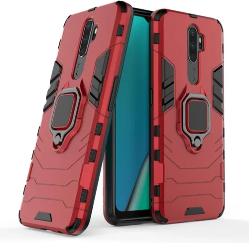 Vista 5 de LuluMain Funda compatible con Oppo A9 (2020), soporte de anillo de metal, a prueba de golpes, carcasa rígida
