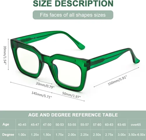 Vista 2 de AQWANO Stylish Blue Light Reading Glasses Women, Fashion Oversized Square Designer Readers Computer Eyeglasses