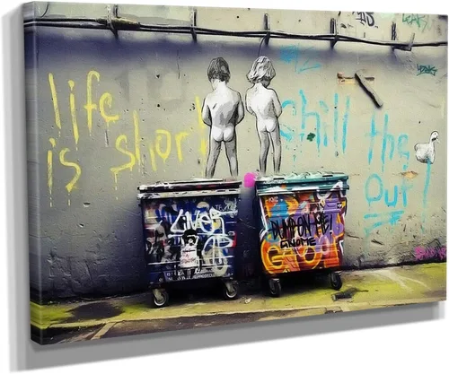 Vista 40 de Arte en lienzo de Banksy para pared, decoración del hogar, lienzo pre-estirado - varios tamaños
