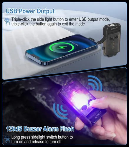Vista 3 de BORUIT V30 - Llavero pequeño con clip, magnético, giratorio de 180° Negro