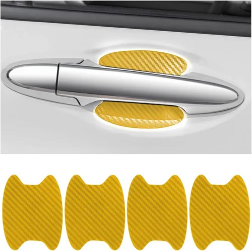 Vista 20 de 8 unidades de calcomanías para manija de puerta de coche, protector de copa de puerta de coche de fibra de carbono antiarañazos, película protectora
