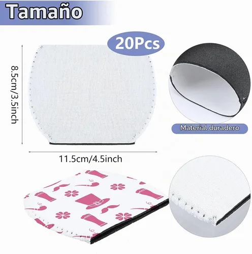 Vista 2 de Patelai 20 fundas de sublimación en blanco para copa de vino a granel de 4.5 x 3.3 pulgadas, vasos de sublimación, funda aislante para copas