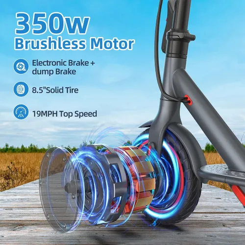 Vista 3 de Joyhis Electric Scooter for Adults with Seat, 15-21 Miles Range Scooters, 19Mph Escooter, 8.5"/10" Folding Scooters with APP Control, 350W/500W