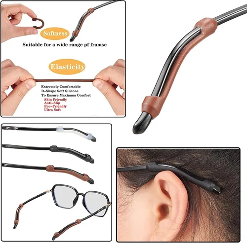 Vista 3 de 34 retenedores de lentes de silicona, soportes para patillas para gafas, protectores antideslizantes, tapones para lentes que se mantienen en su