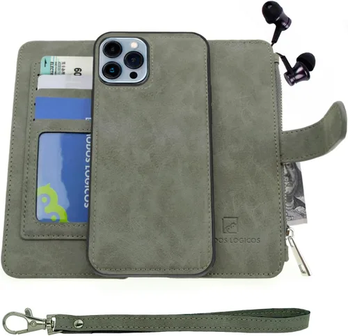 Vista 24 de MODOS LOGICOS Funda para iPhone 11, cartera desmontable, 2 en 1, almacenamiento en efectivo con cremallera, hasta 14 ranuras para tarjetas, 1 Negro
