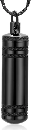 Vista 11 de Imrsanl Joyería de cremación para cenizas, collar de urna con colgante de urna cilíndrica con vial de vidrio, recuerdo de cenizas, joyería