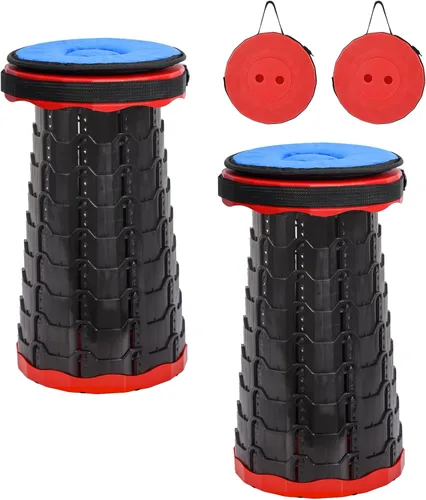 Vista 17 de Taburete plegable portátil, paquete de 2 con cojín, 400 libras