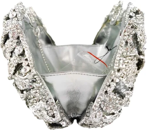 Vista 5 de Boutique De FGG Deslumbrantes bolsos de noche de flores para mujer, bolsos formales de fiesta con diamantes de imitación, bolso de mano de cristal