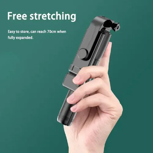 Vista 2 de PINHEN Trípode para teléfono y palo para selfie, 3 en 1, extensible con rotación de 360°, soporte de trípode con control remoto inalámbrico