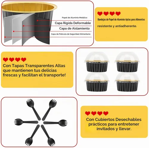Vista 4 de LNYZQUS Mini moldes para hornear pasteles de 5 oz con tapas, paquete de 100, moldes desechables de aluminio para cupcakes, moldes pequeños