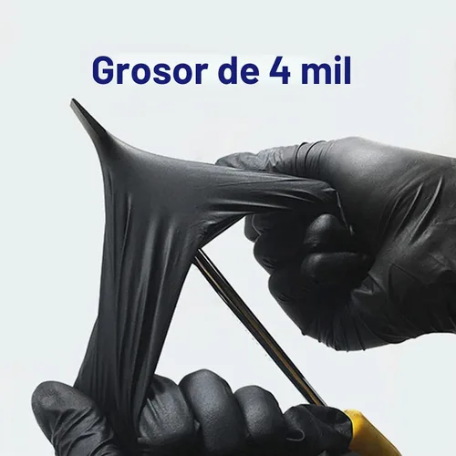 Vista 3 de Wostar Guantes desechables de nitrilo sin polvo y látex, guantes de examen de nitrilo desechables no estériles de 4 mil para pantalla táctil Negro