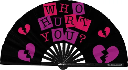 Vista 7 de Rave Wearhouse Rave Fan - Ventilador de mano plegable de bambú grande con brillo UV para hombres/mujeres, fanáticos para EDM, festival de música