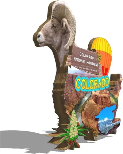 Vista 2 de Colorado USA imán de nevera de madera 3D hitos de viaje coleccionables, decoración hecha a mano