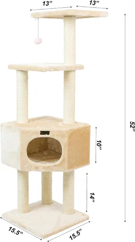 Vista 3 de árbol de gato muebles condo Armarkat, altura 50 pulgadas a 60 pulgadas, Beige